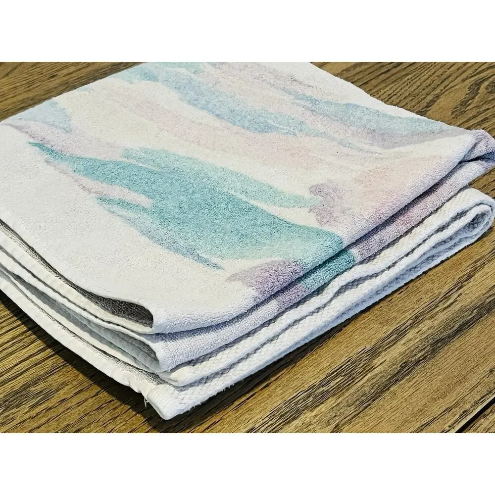 Croscill Bath Body Towel 80s Pastel Pink Green Geometric Abstract Shabby Chic Br
